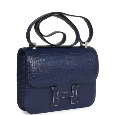 HERMÈS Hermes Constance 1-24 Bleu Saphir Matte Alligator Mississippiensis Marquette Palladium Hardware | Thumbnail 2 HERMÈS Hermes Constance 1-24 Bleu Saphir Matte Alligator Mississippiensis Marquette Palladium Hardware | Thumbnail 2