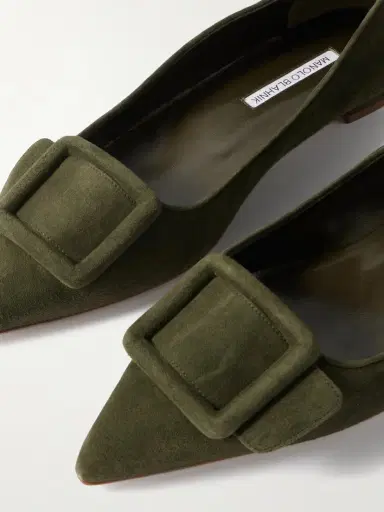 Manolo Blahnik Maysale Buckled Suede Point-toe Flats | Thumbnail 4 Manolo Blahnik Maysale Buckled Suede Point-toe Flats | Thumbnail 4