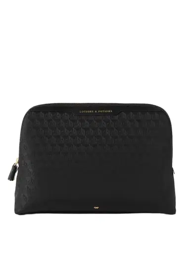 Anya Hindmarch Lotions And Potions Leather-trimmed Jacquard Cosmetics Case | Thumbnail 1 Anya Hindmarch Lotions And Potions Leather-trimmed Jacquard Cosmetics Case | Thumbnail 1