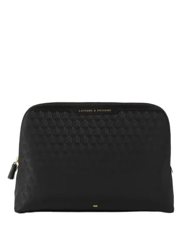 Lotions And Potions Leather-trimmed Jacquard Cosmetics Case