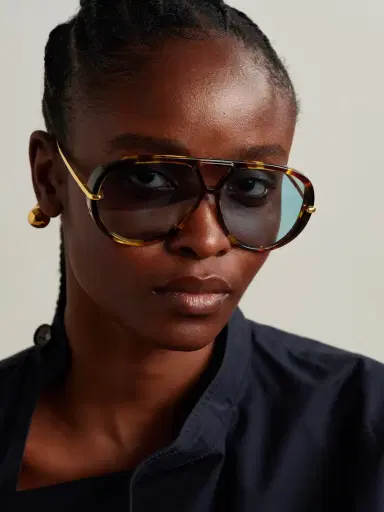 Bottega Veneta Eyewear Embellished Aviator-style Tortoiseshell Recycled-acetate And Gold-tone Sunglasses | Thumbnail 2