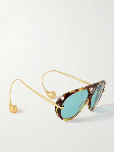 Bottega Veneta Eyewear Embellished Aviator-style Tortoiseshell Recycled-acetate And Gold-tone Sunglasses | Thumbnail 3