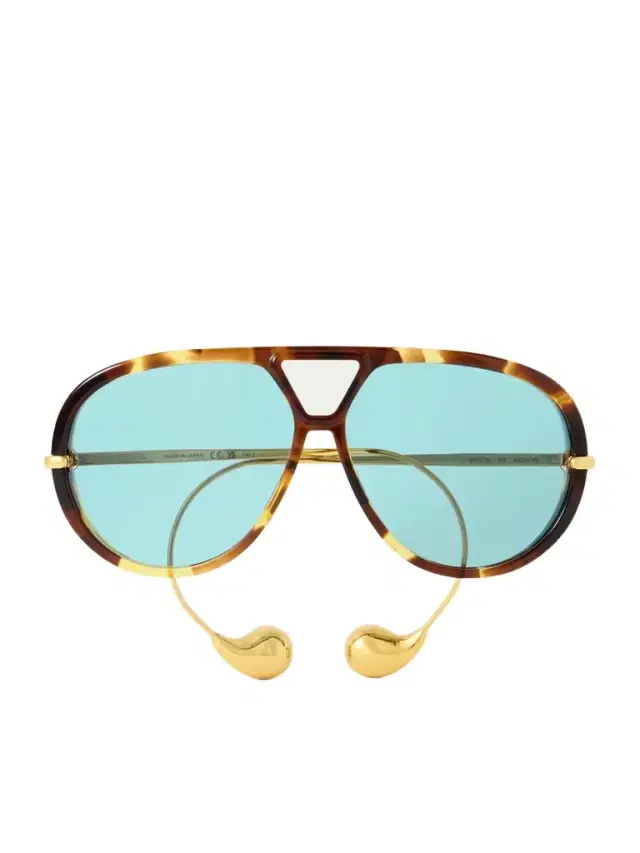 Embellished Aviator-style Tortoiseshell Recycled-acetate And Gold-tone Sunglasses