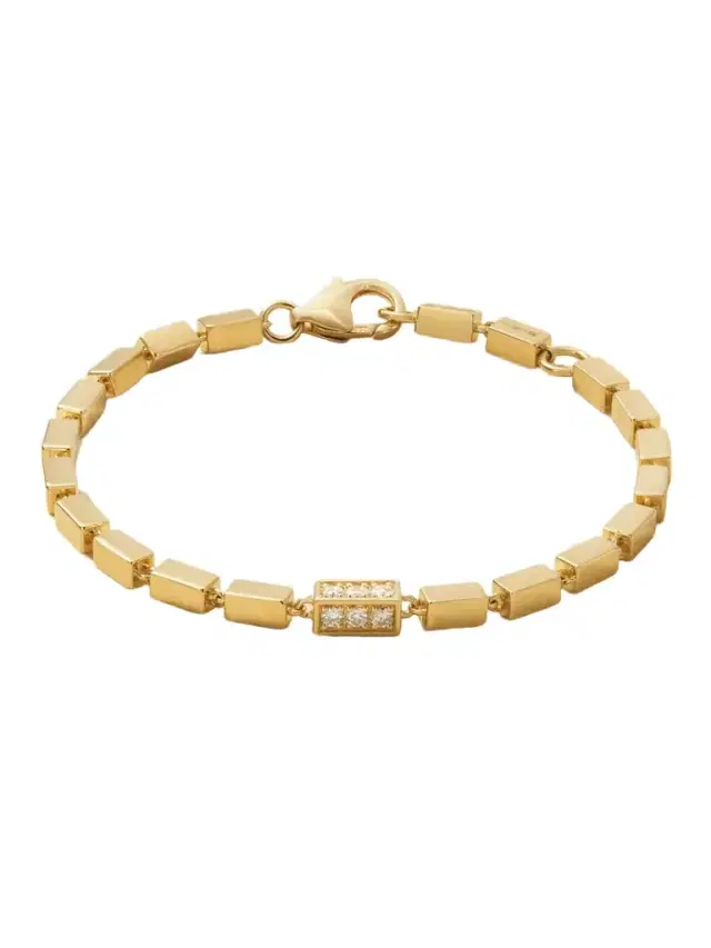 Suzanne Kalan Block Chain 18-karat Gold Diamond Bracelet