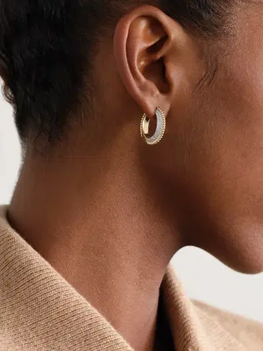 Yvonne Léon 18-karat Yellow And White Gold Diamond Hoop Earrings | Thumbnail 2 Yvonne Léon 18-karat Yellow And White Gold Diamond Hoop Earrings | Thumbnail 2