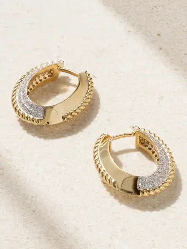Yvonne Léon 18-karat Yellow And White Gold Diamond Hoop Earrings | Thumbnail 3 Yvonne Léon 18-karat Yellow And White Gold Diamond Hoop Earrings | Thumbnail 3