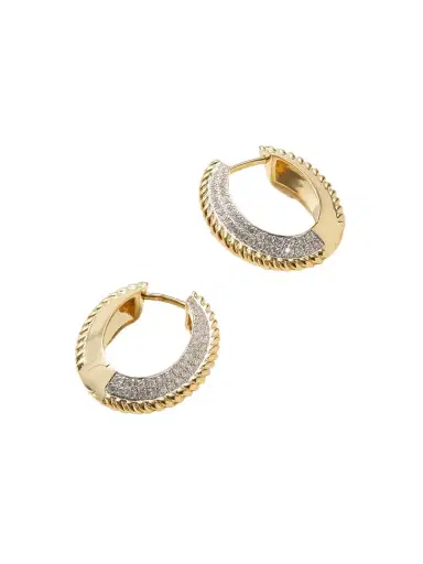 Yvonne Léon 18-karat Yellow And White Gold Diamond Hoop Earrings | Thumbnail 1 Yvonne Léon 18-karat Yellow And White Gold Diamond Hoop Earrings | Thumbnail 1