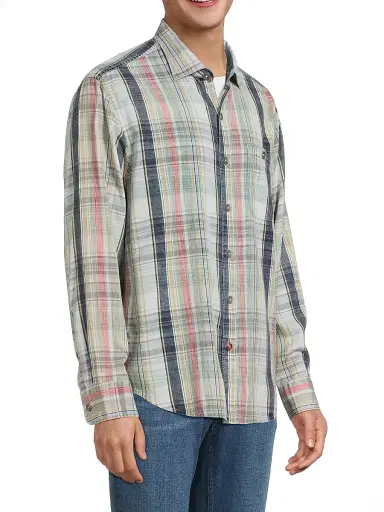 Tommy Bahama Men's Hazy Fade Check Shirt - Blue Multi | Thumbnail 4 Tommy Bahama Men's Hazy Fade Check Shirt - Blue Multi | Thumbnail 4