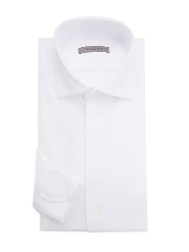 Corneliani Men's Stretch-Fabric Button-Front Shirt - White | Thumbnail 1 Corneliani Men's Stretch-Fabric Button-Front Shirt - White | Thumbnail 1