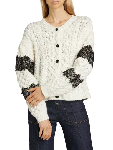 Cinq à Sept Women's Louise Wool-Blend Cable Cardigan | Thumbnail 3 Cinq à Sept Women's Louise Wool-Blend Cable Cardigan | Thumbnail 3