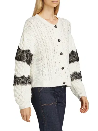 Cinq à Sept Women's Louise Wool-Blend Cable Cardigan | Thumbnail 4 Cinq à Sept Women's Louise Wool-Blend Cable Cardigan | Thumbnail 4