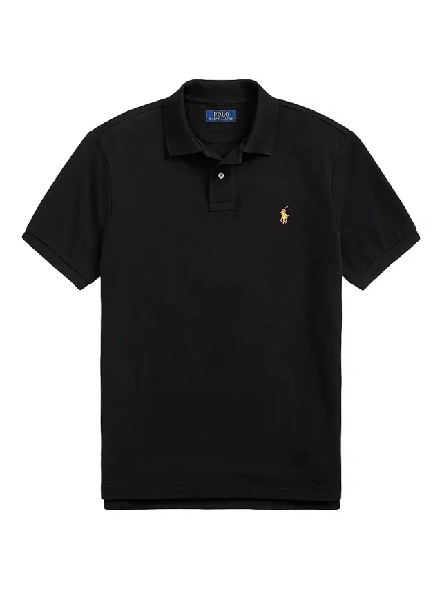 Men's Custom Slim Plaid-Trim Mesh Polo Shirt - Polo Black