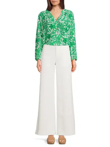 Lilly Pulitzer Women's Elsa Leafy Silk Top - Fiddle Leaf Green - Size Large | Thumbnail 2 Lilly Pulitzer Women's Elsa Leafy Silk Top - Fiddle Leaf Green - Size Large | Thumbnail 2