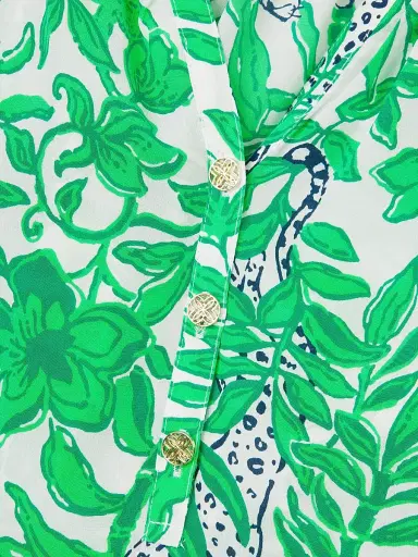 Lilly Pulitzer Women's Elsa Leafy Silk Top - Fiddle Leaf Green - Size Large | Thumbnail 6 Lilly Pulitzer Women's Elsa Leafy Silk Top - Fiddle Leaf Green - Size Large | Thumbnail 6