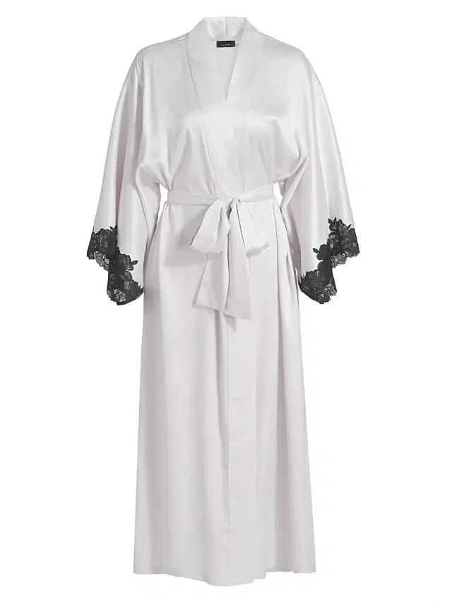Women's Peony Glamour Lace-Trim Robe - Shea Black Lace