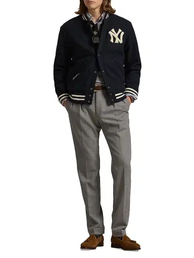 Polo Ralph Lauren Men's Yankee Wool-Blend Bomber Jacket - Hunter Navy - Size XS | Thumbnail 2