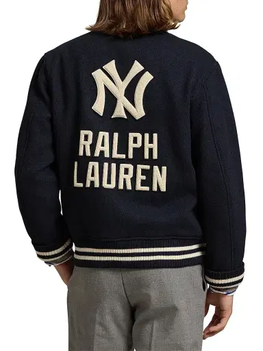 Polo Ralph Lauren Men's Yankee Wool-Blend Bomber Jacket - Hunter Navy - Size XS | Thumbnail 4