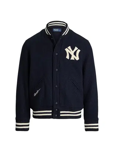 Polo Ralph Lauren Men's Yankee Wool-Blend Bomber Jacket - Hunter Navy - Size XS | Thumbnail 1