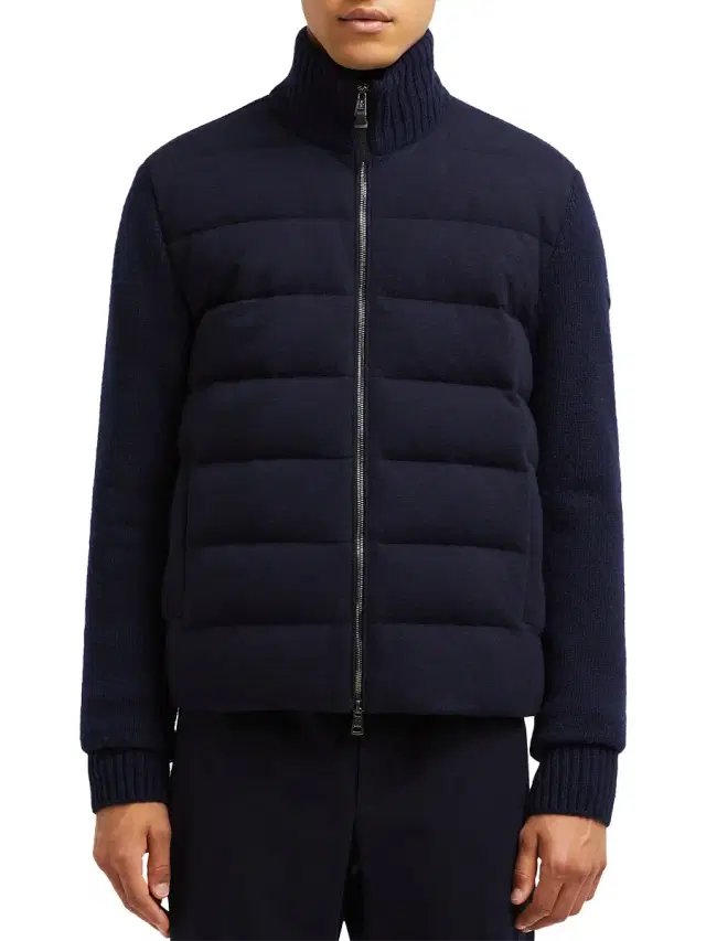 Men's Down Knit Hooded Cardigan - Dark Blue