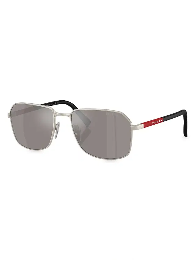 Prada Men's 57MM Rectangular Sunglasses - Matte Black