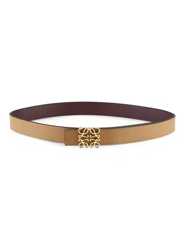 Loewe Women's Anagram Reversible Smooth Leather Belt - Burgundy Gold - Size Medium | Thumbnail 3