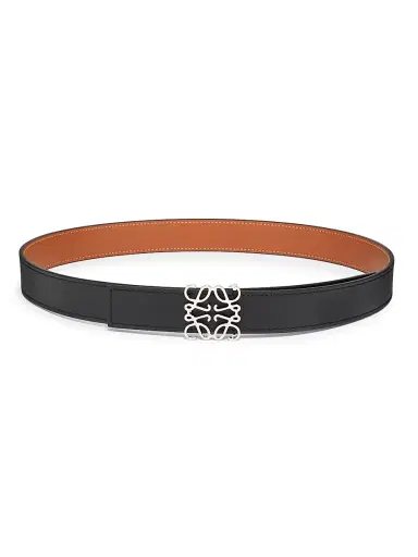 Loewe Women's Anagram Reversible Smooth Leather Belt - Burgundy Gold - Size Medium | Thumbnail 4