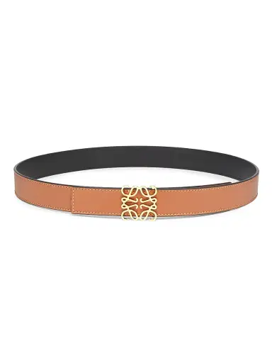 Loewe Women's Anagram Reversible Smooth Leather Belt - Burgundy Gold - Size Medium | Thumbnail 7