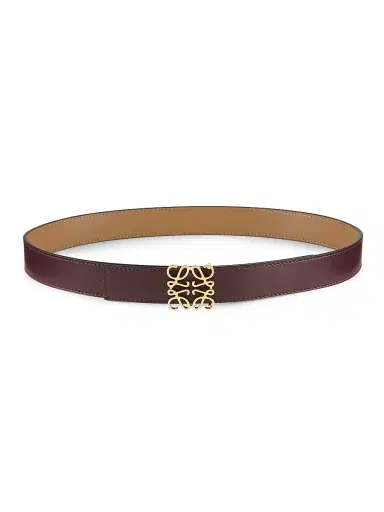 Loewe Women's Anagram Reversible Smooth Leather Belt - Burgundy Gold - Size Medium | Thumbnail 1
