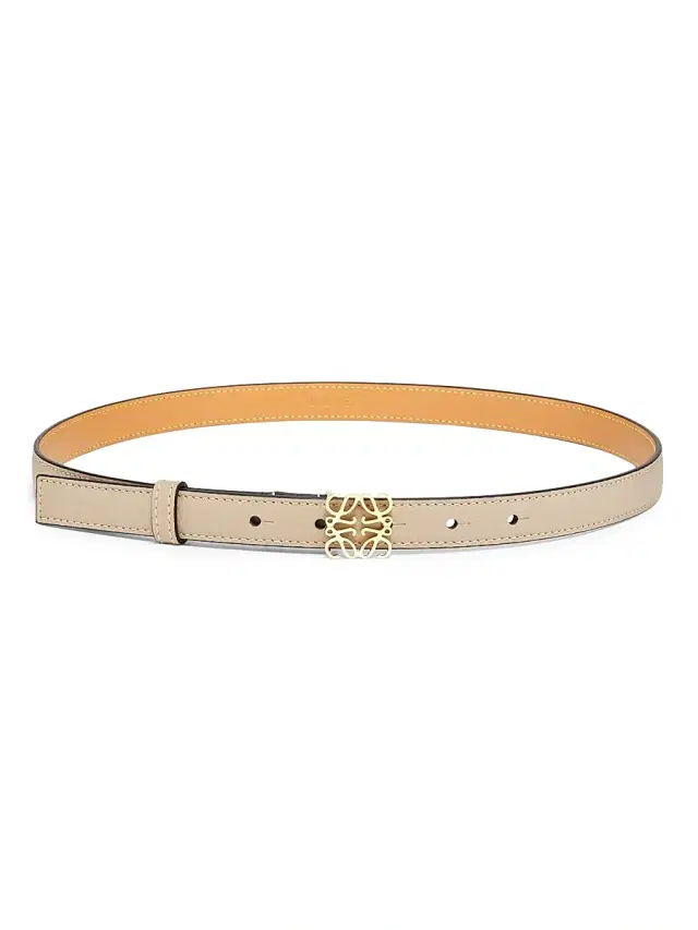 LOEWE Women's Anagram Pebbled Leather Belt - Sand Gold