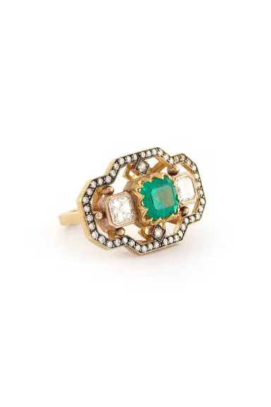 Sylva & Cie Colombian Emerald Diamond Ring | Thumbnail 3