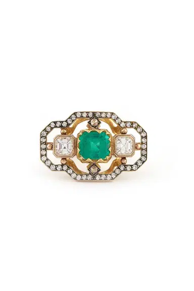 Sylva & Cie Colombian Emerald Diamond Ring | Thumbnail 1