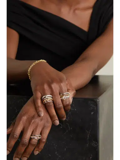 Spinelli Kilcollin Nimbus Set Of Four Sterling Silver And 18-karat Gold Diamond Rings | Thumbnail 2