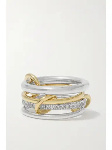 Spinelli Kilcollin Nimbus Set Of Four Sterling Silver And 18-karat Gold Diamond Rings | Thumbnail 3