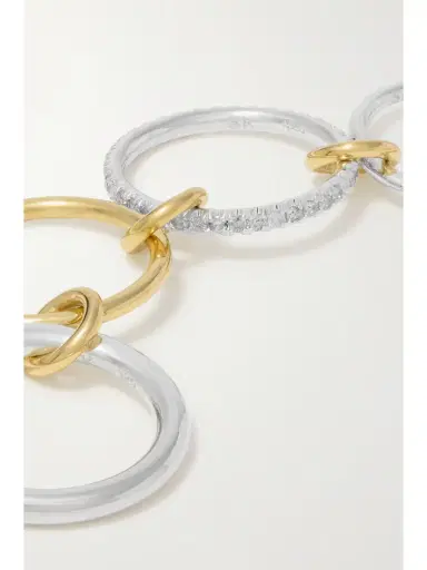 Spinelli Kilcollin Nimbus Set Of Four Sterling Silver And 18-karat Gold Diamond Rings | Thumbnail 4