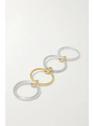 Spinelli Kilcollin Nimbus Set Of Four Sterling Silver And 18-karat Gold Diamond Rings | Thumbnail 5