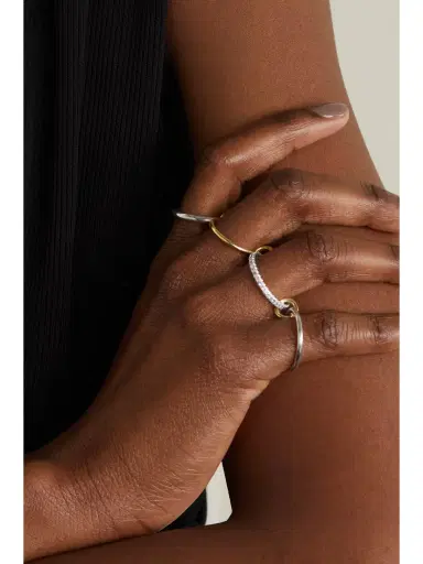 Spinelli Kilcollin Nimbus Set Of Four Sterling Silver And 18-karat Gold Diamond Rings | Thumbnail 6