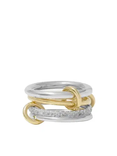 Spinelli Kilcollin Nimbus Set Of Four Sterling Silver And 18-karat Gold Diamond Rings | Thumbnail 1