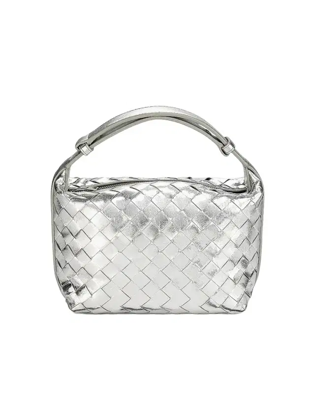 Bottega Veneta Women's Mini Wallace Metallic Leather Top Handle Bag - Silver