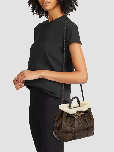 Bottega Veneta Women's Andiamo Small Leather-Shearling Top-Handle Bag | Thumbnail 2 Bottega Veneta Women's Andiamo Small Leather-Shearling Top-Handle Bag | Thumbnail 2