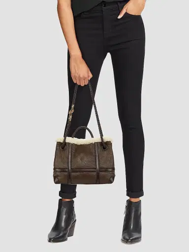 Bottega Veneta Women's Andiamo Small Leather-Shearling Top-Handle Bag | Thumbnail 3 Bottega Veneta Women's Andiamo Small Leather-Shearling Top-Handle Bag | Thumbnail 3