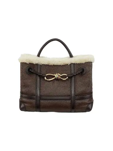 Bottega Veneta Women's Andiamo Small Leather-Shearling Top-Handle Bag | Thumbnail 1 Bottega Veneta Women's Andiamo Small Leather-Shearling Top-Handle Bag | Thumbnail 1