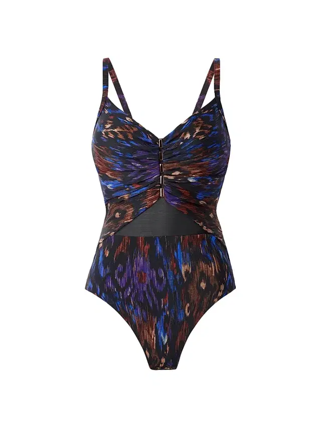 Miraclesuit Swim Women's Tapiz Mariposa Abstract One-Piece Swimsuit - Black Multi