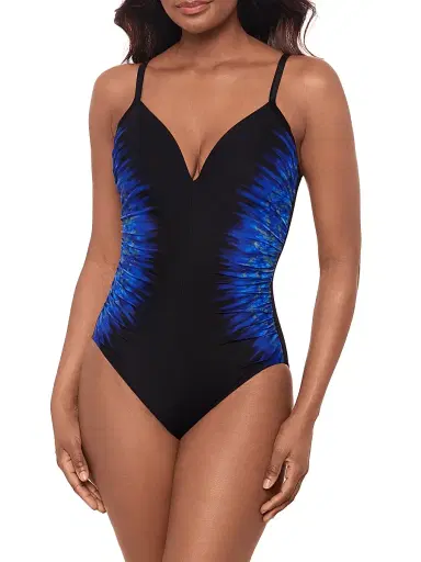 Miraclesuit Swim Women's Paka Mayan Temptation Abstract One-Piece Swimsuit - Blue Black - Size 16 | Thumbnail 2 Miraclesuit Swim Women's Paka Mayan Temptation Abstract One-Piece Swimsuit - Blue Black - Size 16 | Thumbnail 2