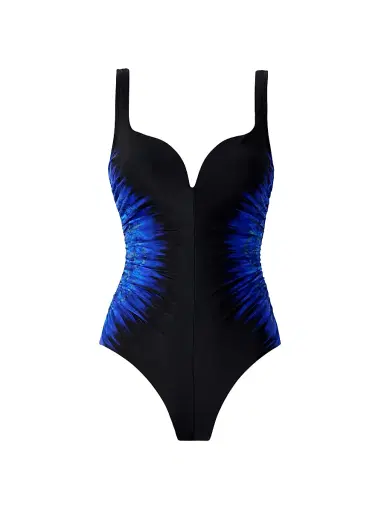 Miraclesuit Swim Women's Paka Mayan Temptress Abstract One-Piece Swimsuit - Blue Black - Size 16 | Thumbnail 1