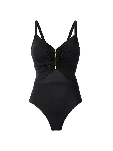 Miraclesuit Swim Women's Network News Mariposa Gathered One-Piece Swimsuit - Black - Size 16 | Thumbnail 1 Miraclesuit Swim Women's Network News Mariposa Gathered One-Piece Swimsuit - Black - Size 16 | Thumbnail 1