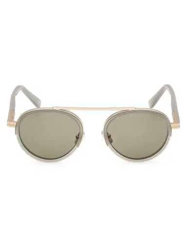 ZEGNA Men's 51MM Round Metal Sunglasses - Grey Gold Grey | Thumbnail 2