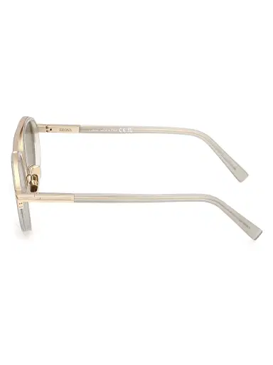 ZEGNA Men's 51MM Round Metal Sunglasses - Grey Gold Grey | Thumbnail 3
