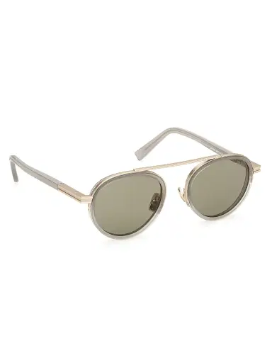 ZEGNA Men's 51MM Round Metal Sunglasses - Grey Gold Grey | Thumbnail 8