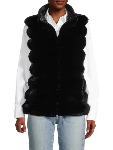 JOCELYN Women's Plush Reversible Faux Fur Vest | Thumbnail 3 JOCELYN Women's Plush Reversible Faux Fur Vest | Thumbnail 3