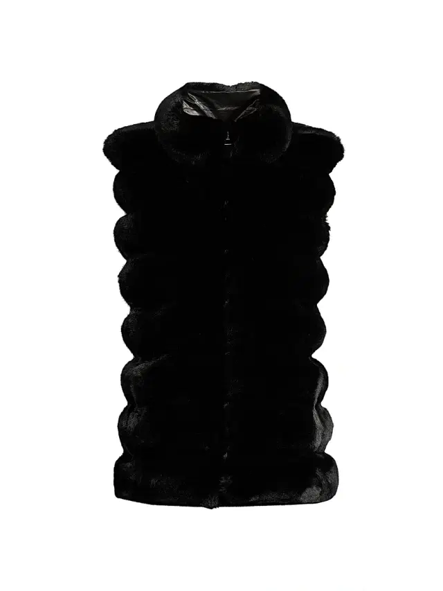 Jocelyn Women's Plush Reversible Faux Fur Vest - Black
